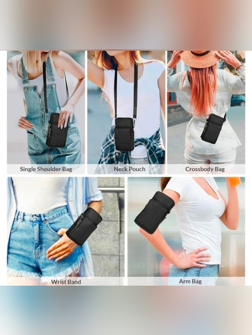 Crossbody Bag Phone Sleeve Concert Venue Festival Adjustable Strap Arm Wrist NWT - Picture 12 of 13